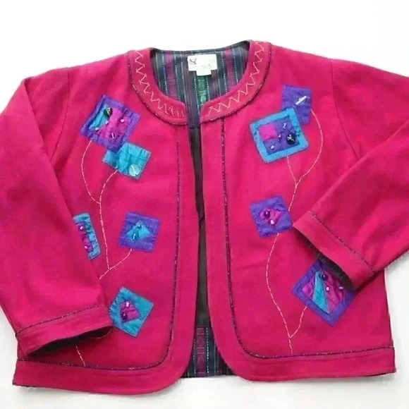 Vintage Yak Magik Women's Medium Wool Silk Artsy Boho Embroidered Beaded Jacket - Picture 2 of 12